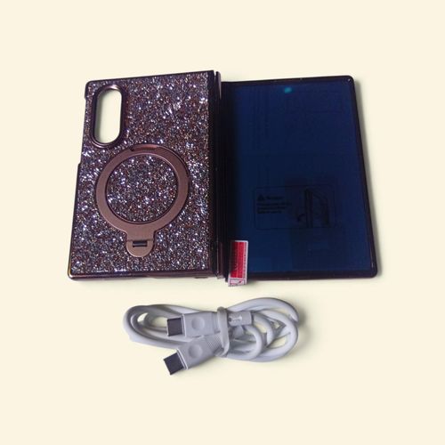 Samsung galaxy Z Fold 8 Hinge Case with Built-in privacy Screen protector and Type C to C Data Cable