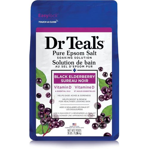 Dr Teal's Epsom Salt Magnesium Soak, Black Elderberry with Vitamin D, 3 lbs