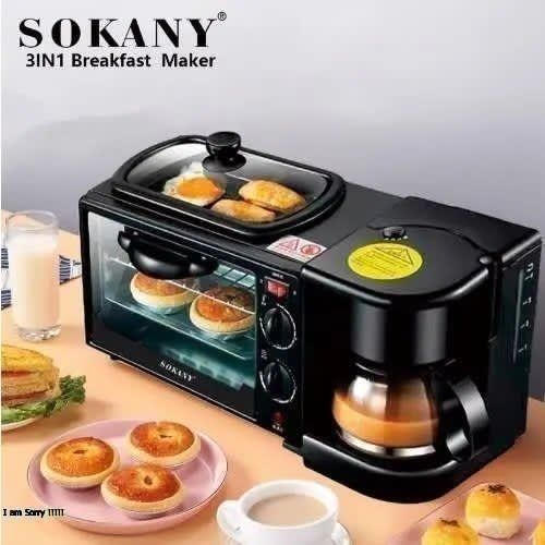3 In 1 Breakfast Station-Oven, Coffee Maker And Hot Plate