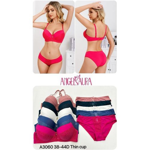 Women’s Lace Bra & Panty Set – Thin Cup Push-Up Lingerie Set, Sexy & Comfortable