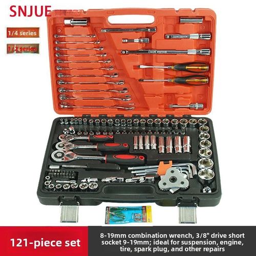 All-in-One 121PCS Automotive Tool Kit: Socket Set, Wrenches & Screwdrivers for Car Repair & Emergency Use