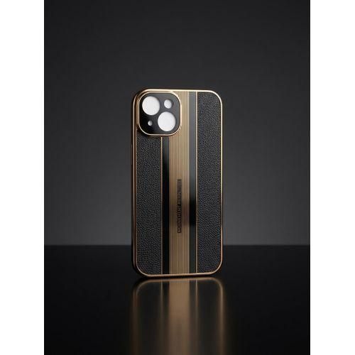 Premium Black-and-Gold Aesthetic Phone Case – Elegant Striped Protective Back Cover with Gold Frame