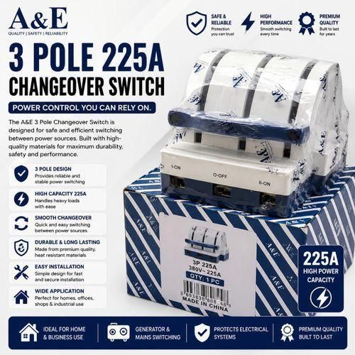Heavy-Duty 3 Pole Changeover Switch – 225A Industrial Power Transfer Switch (380V)
