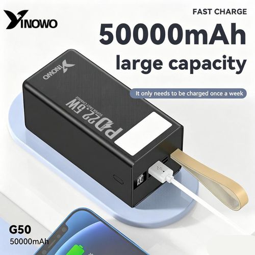 50000 mAh power bank 22.5W Super Fast Charge & LED Light for Outages