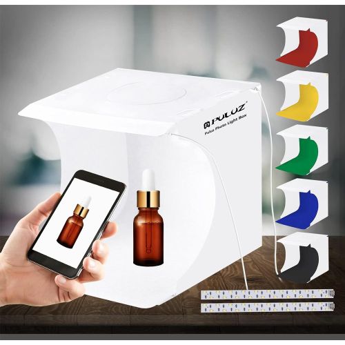 Mini Photo Studio Light Box for Product Photography - Portable Photography Light Box with 20 Pcs LED Lights & 6 Color Backdrops, 21x21cm - Ideal for Jewelry, Cosmetics