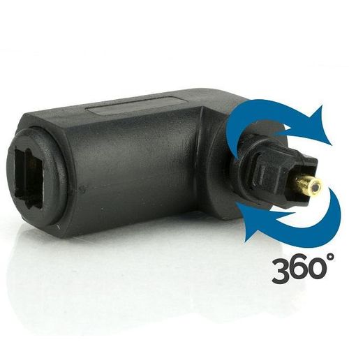 Toslink 360 Degree Adapter - Male to Female Right Angled 90° TOS Link Fibre Optic Digi Audio Lead Joiner