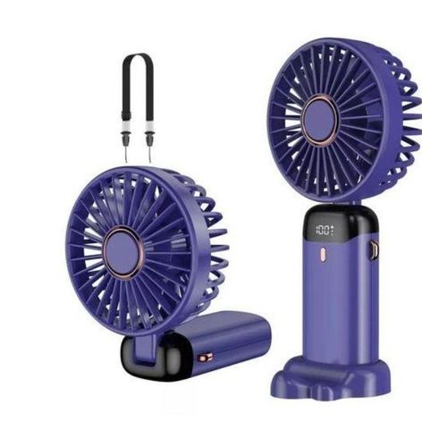 ORIGINAL CYFAZA Portable Handheld Fan with LED Display, 90° Foldable, 5 Speed Wind,Hand Held/Neck/Desk 3 in 1 Personal Small Fans, Makeup Fans for Women