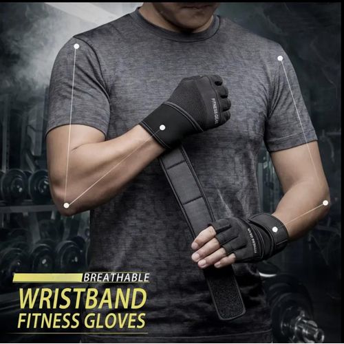 2pcs Thick Fitness & Gym Gloves - Polyester Fiber, Black Sports Gloves for Outdoor Activities and Gym Workouts, Outdoor Sports Gloves, Breathable Glove Design, Adjustable Fitness Gloves, Gym Accessories Suitable For Men and Women. 2pcs