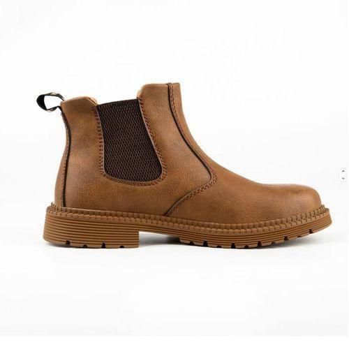 Men’s Safety Chelsea Boot – Brown Steel Toe Slip-On Work Boots, Anti-Slip Durable Sole, Industrial & Casual Protective Footwear
