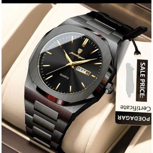 All Black Men's Top Quality Wristwatch Black With Gold Dials