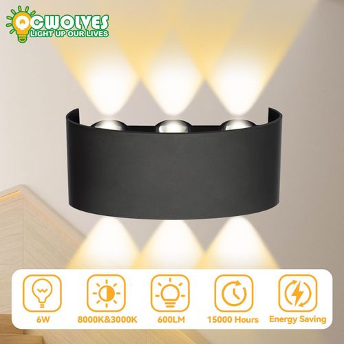 Wall Light LED Indoor, Modern LED Wall Lamp Night Light, 6W 600 LM, Bedroom Wall Sconce 3000K Warm White Light for Hallway Living Room