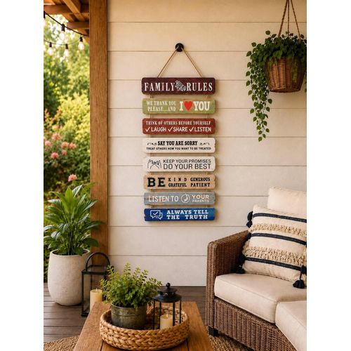FAMILY RULES-An aesthetically pleasing wooden wall plaque