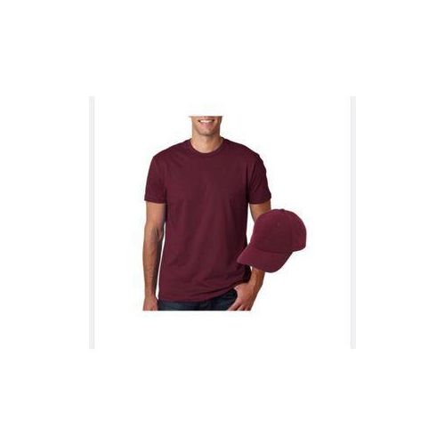 2 in 1 Plain Unisex T-shirts round neck with face cap wine