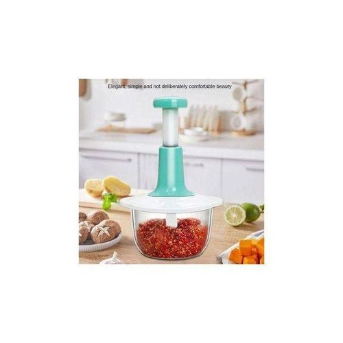 Manual Hand Pat Food Processor – Vegetable & Meat Chopper – Transparent Bowl with Steel Blades