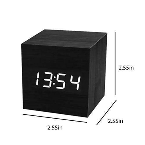Bamboo cube alarm clock