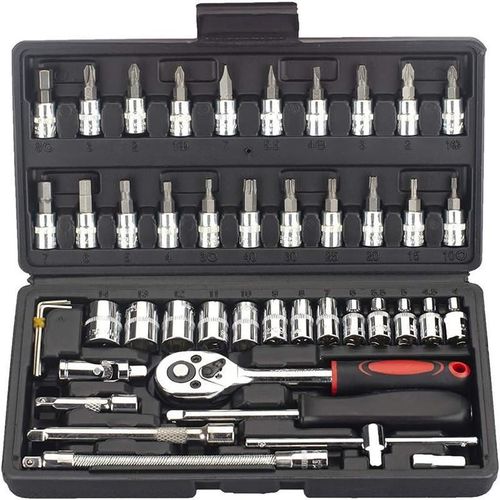 46 Pieces 1/4 Inch Drive Socket Ratchet Wrench Set/Spanner Set/Screwdrivers Set
