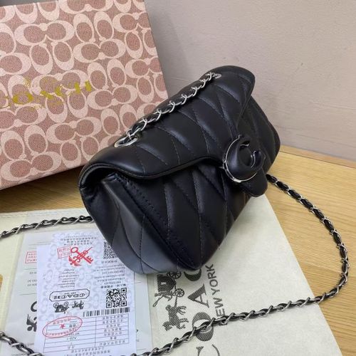 COACH Quilted Tabby Shoulder Bag BLACK