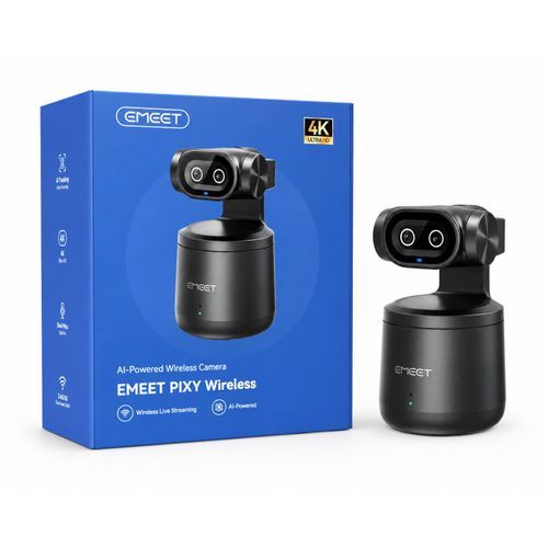 PIXY Wireless 4K Camera, AI-Powered Tracking, Wireless Live Streaming, Two-Way Audio, Black