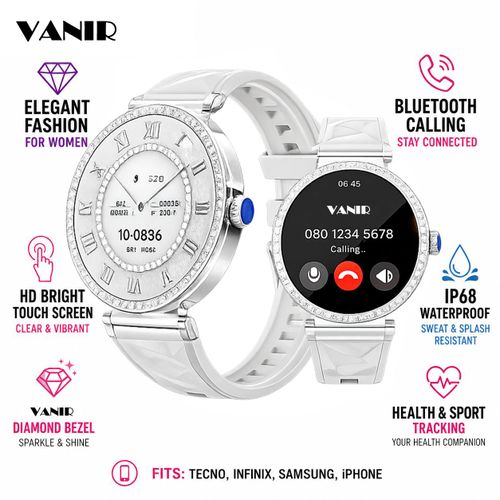 Fashion Women Smart Watch with Bluetooth Call HD Touch Screen IP68 Waterproof Fitness Tracker Elegant Smartwatch for Ladies Compatible with iPhone Android Samsung Tecno Infinix Camon Hot