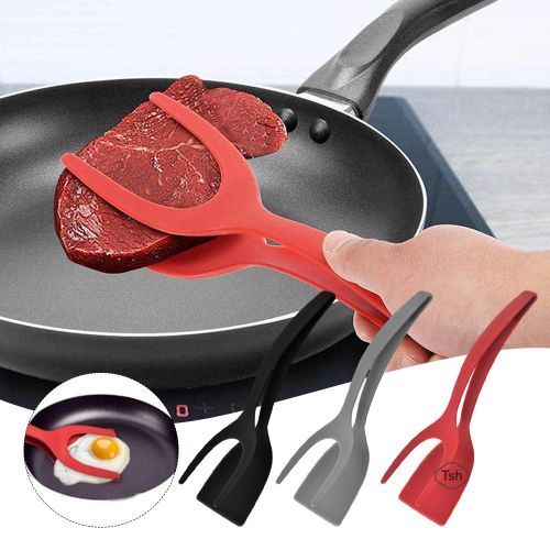 2-in-1 Spatula And Tongs Non Stick Omelette Making Clip For