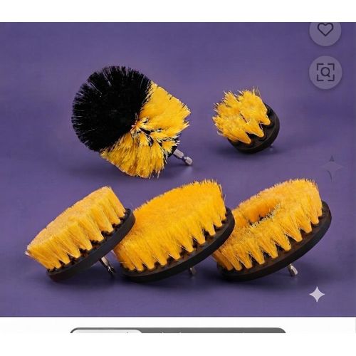 Multi-Purpose Cordless Drill Brush Attachment Set for Deep Cleaning and Scrubbing (Pack of 5 Yellow)