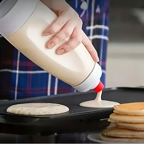 One Unit of a 1000 Ml/33.8 Oz Pancake Batter Dispenser And Mixer, a Manual Shaking Mixing Bottle - Perfect for Cupcakes, Waffles, Cakes, And Baked Goods - Features an Easy Squeeze Design for Precise Measurement And Smooth Mixing