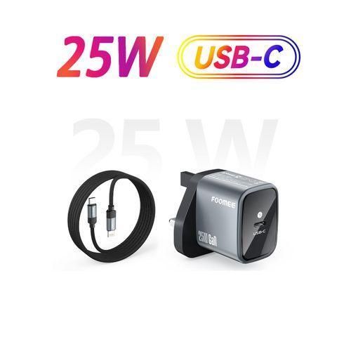 25W USB-C Fast Charger with USB-C to Lightning Cable, GaN Charger for iPhone