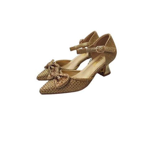 Gold Girls Low Heel New Arrival Princess Shoe