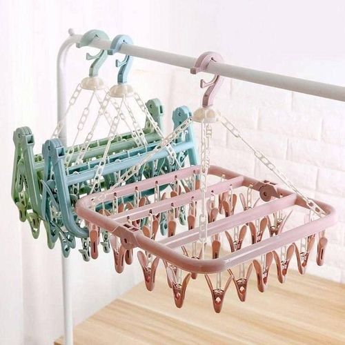 32-Clips Foldable Drying Rack with Hanger - socks, underwear, Baby Clothes Dryer
