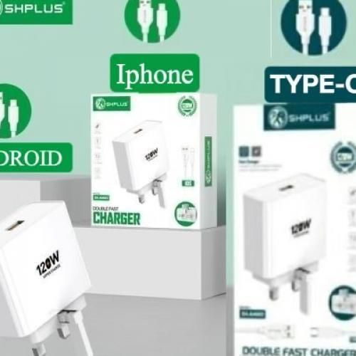 SHPLUS 120W SHPLUS SUPER FAST DOUBLE CHARGE ADAPTER + CABLE