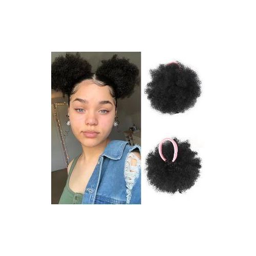 Puff Ponytail Extensions 2pcs Synthetic Afro Kinky Curly Hair Bun for Little Girls
