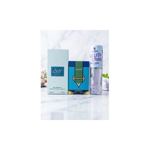Genie Mosuf Rizz EDP 50ml, Avanti EDP 25ml & Lasgidi Gelato Crush Body Mist 100ml – Luxury Fragrance Combo Set NAFDAC A2-107279, A2-6493 & A2-107282