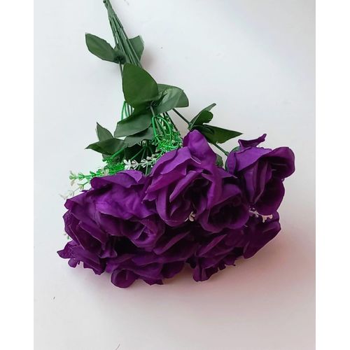 Artificial 12 headed Purple Rose flower