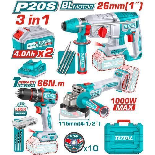 3-in-1 cordless combo kit (grinder,drill &rotary hammer )20v