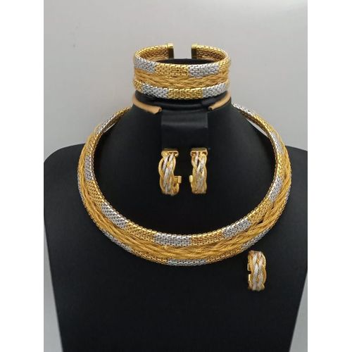 Gold-Tone Dubai-Inspired Zirconia 4-Piece Matching Jewelry Collection