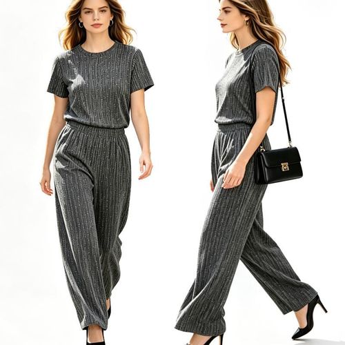 Women's 2 Piece Outfit Set, Light Luxury Knit Loungewear, Soft Elastic Star Shine Casual Suit for Party Wedding Daily Wear