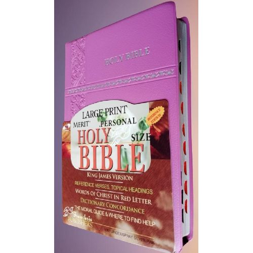 Holy Bible KJV Large Print Merit Personal Reference Edition,Thumb index Pink Leather Color