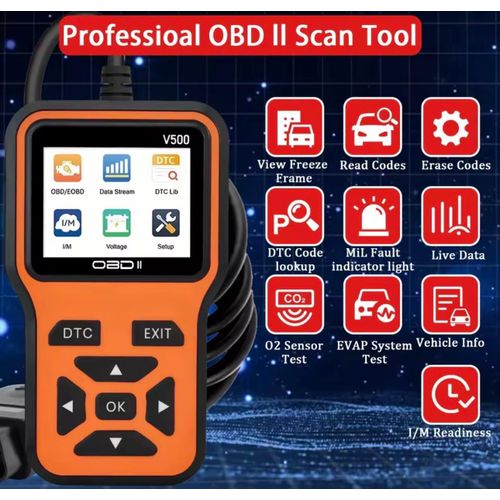 Car OBD2 Scanner Diagnostic Tool Code Reader, Car Voltage Tester Engine Fault Code Scanner, Charging Tester Diagnostic Tool V500
