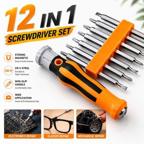 12-in-1 Screwdriver Set with Special-Shaped Bits - Strong Magnetic Multi-Function Repair Tool for Phone Disassembly