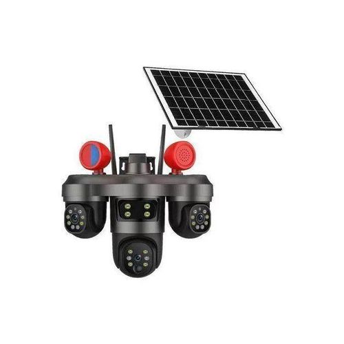 3 Lens 4G Solar CCTV Camera With heavy alarm sound– Wireless Outdoor PTZ Security Camera with Night Vision, Motion Detection, SIM Card & V380 Pro App