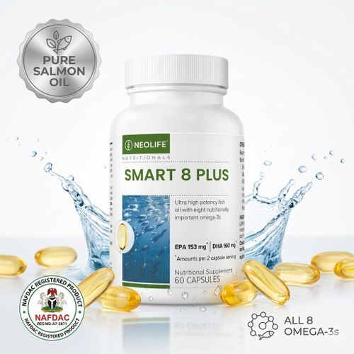 Premium Smart 8 Plus Salmon Oil - Complete Omega-3 Heart & Brain Support (60 Capsules)