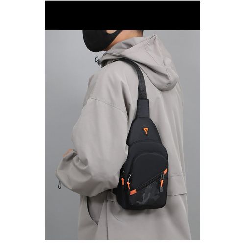 Small Sling Bag Messenger Bags Crossbody Sling Backpack(Black) for Men Women, Chest Bag Daypack Fanny Pack Cross Body Bag for Travel Hiking Outdoors