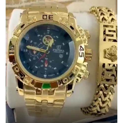 quality wrist watch with bangle for men