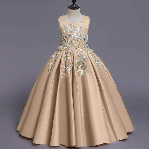 Gold Children Ball Gown, Girls Party Gown