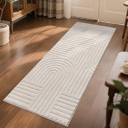 Bed side rug colour :Cream, black and Gray