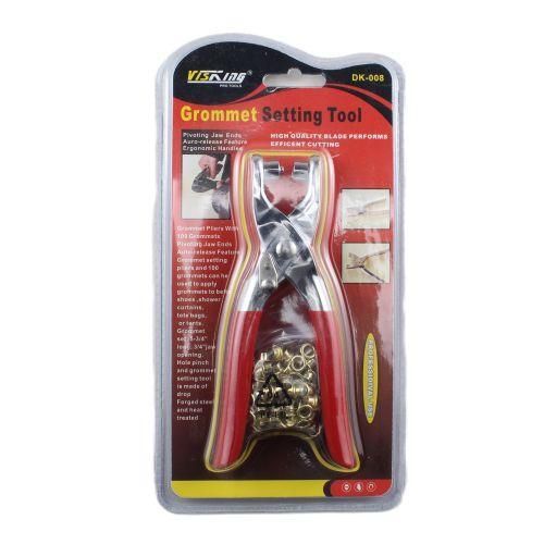 Grommet Setting Tool Pliers with 100 Grommets Hole Punch and Eyelet Setter for Belts Shoes Curtains Bags and Tents Drop Forged Steel
