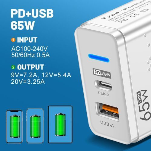 65W Super Fast Charge Adaptive Charging For Android& Iphones