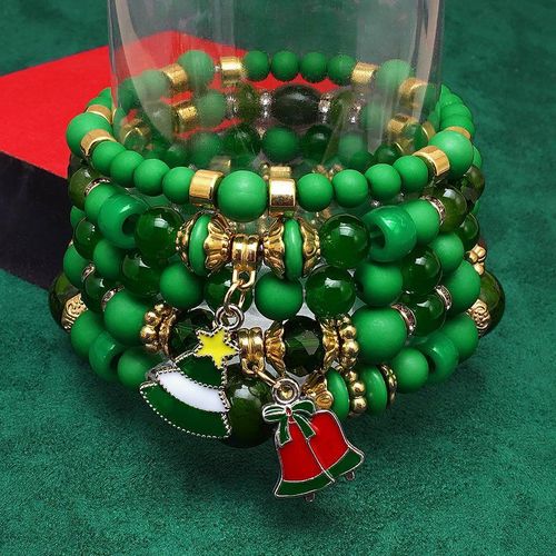 African-style five-piece green and gold jewelry set - a stylish and eye-catching jewelry set.