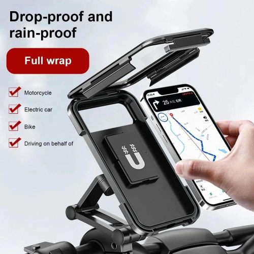 Waterproof magnetic mobile phone mount for motorcycles and bicycles – 360° rotating, adjustable GPS holder – phone accessories