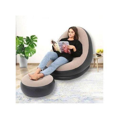 Foldable Portable Inflatable Lounge Sofa Adult Air Chair With Foot Stool